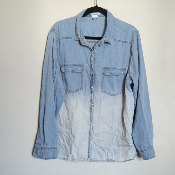 Dizzylizzy chambray ombre' pearl button shirt women's size 2X - Picture 1 of 3